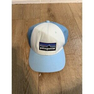 Patagonia Adult White Blue Trucker Hat Size Adjustable Snapback